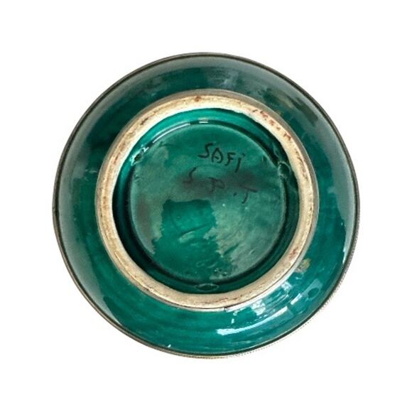 Vintage Green Silver Trimmed Moroccan SAFI Serving Bowl - Picture 4 of 10